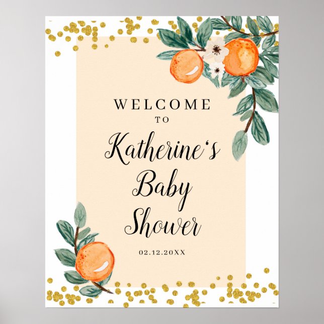 Affiche de bienvenue Baby shower Oranges Twin (Devant)