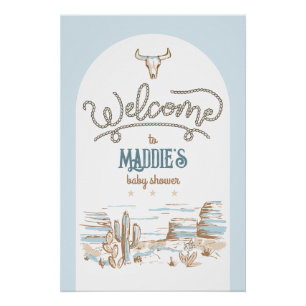 Affiche de bienvenue Baby shower Ouest Cowboy