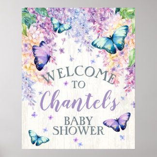 Affiche de bienvenue Baby shower papillon
