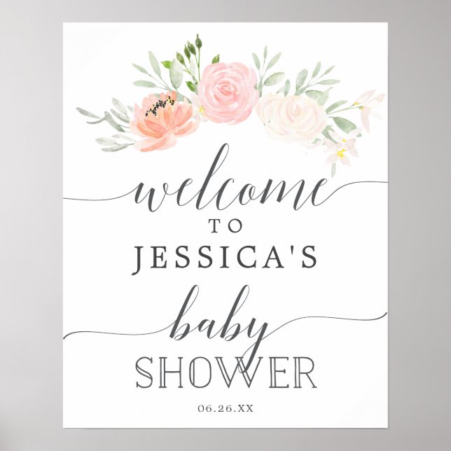 Affiche de bienvenue Baby shower Pastel Blush (Devant)