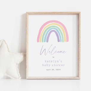 Affiche de bienvenue Baby shower Pastel Boho Rainb