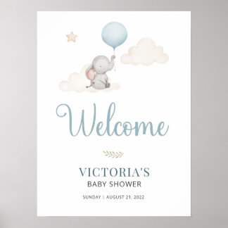 Affiche de bienvenue Baby shower petit bébé élépha