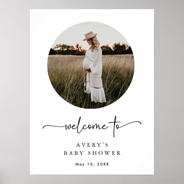 Affiche de bienvenue Baby shower photo Boho Script (Devant)