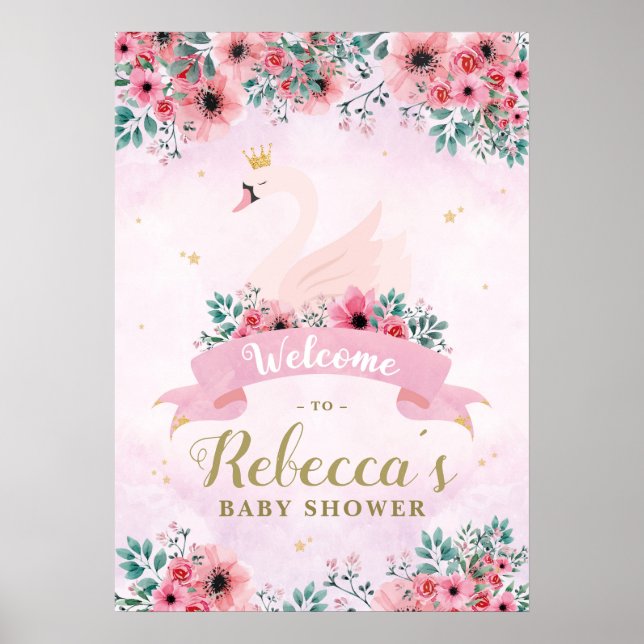 Affiche de bienvenue Baby shower princesse de cygn (Devant)