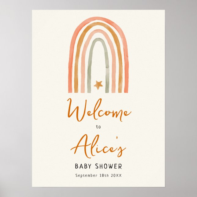 Affiche de bienvenue Baby shower Rainbow Boho (Devant)