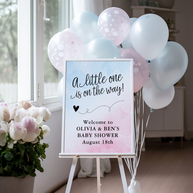 Affiche de bienvenue Baby shower rose et bleu (Créateur téléchargé)