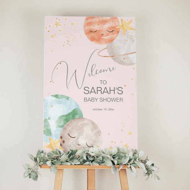 Affiche de bienvenue Baby shower spatial fille (Créateur téléchargé)
