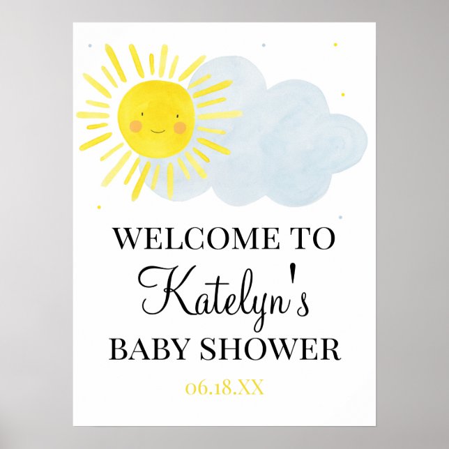 Affiche de bienvenue Baby shower Sunshine (Devant)