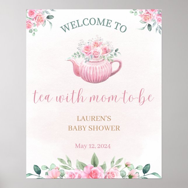 Affiche de bienvenue Baby shower Tea Party (Devant)