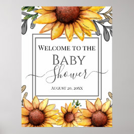 Affiche de bienvenue Baby shower tournesol