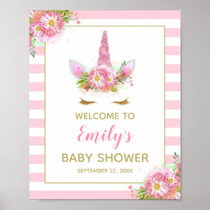 Affiche de bienvenue Baby shower Unicorn