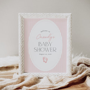 Affiche de bienvenue Baby shower vintage empreinte