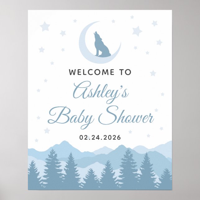 Affiche de bienvenue Baby shower Wolf (Devant)
