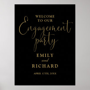 Affiche de bienvenue Black And Gold Engagement Par