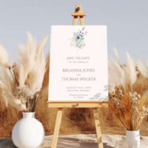 Affiche de bienvenue bleu poussiéreux   Élégant pr