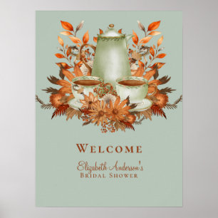 Affiche de bienvenue Boho Terracotta Sage Tea Part