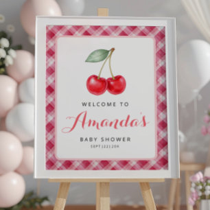 Affiche de bienvenue cerise Baby shower avec En vi