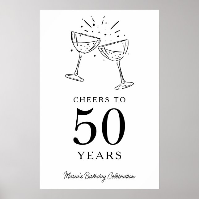 Affiche de bienvenue Champagne pour l'anniversaire (Devant)