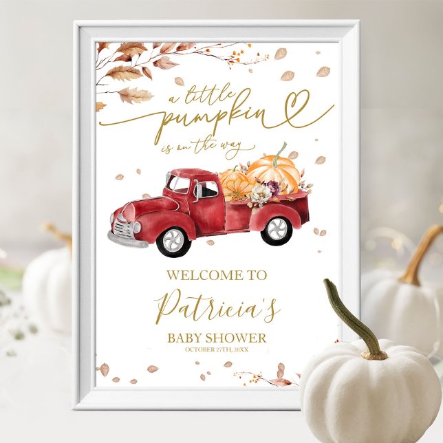 Affiche de bienvenue citrouille Baby shower d'auto (Créateur téléchargé)