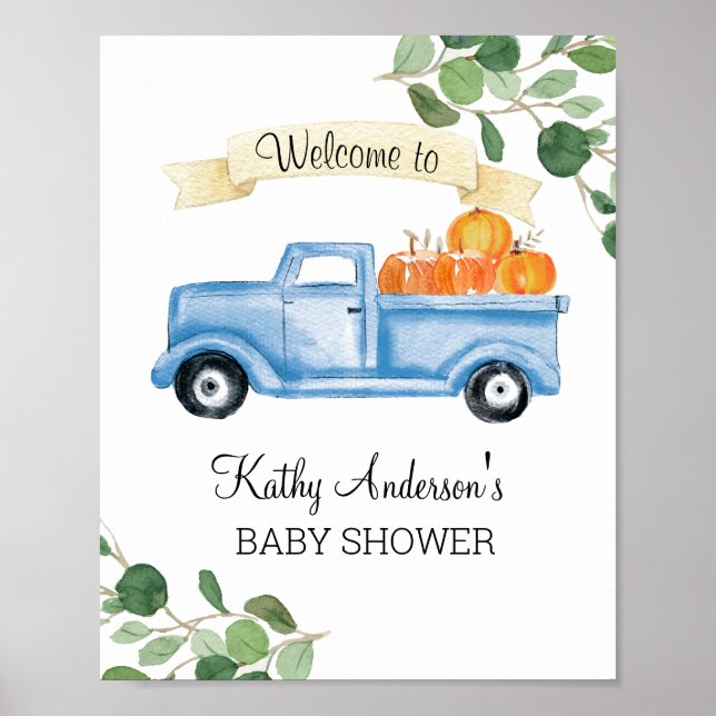 Affiche de bienvenue Citrouille de Baby shower de  (Devant)