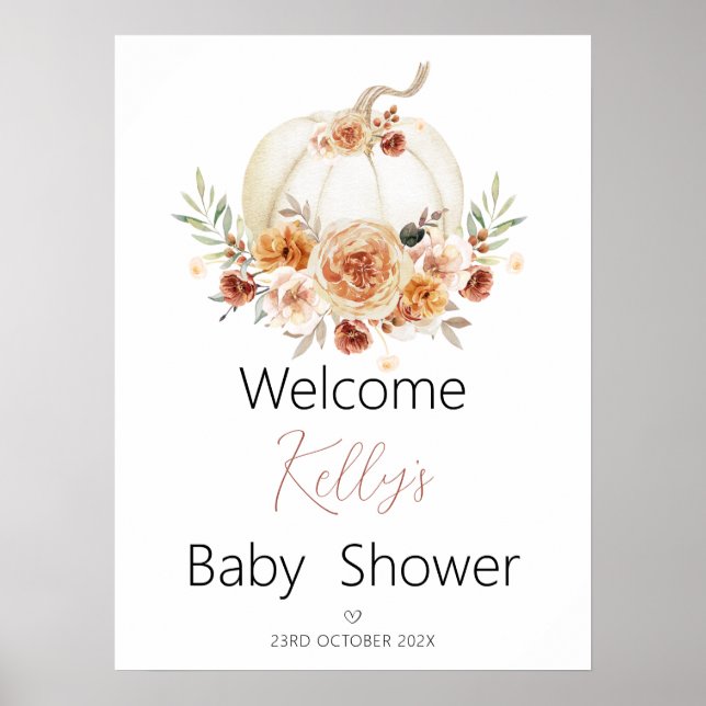 Affiche de bienvenue Citrouille de Baby shower Flo (Devant)