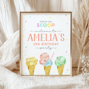 Affiche de bienvenue d'anniversaire de la crème gl