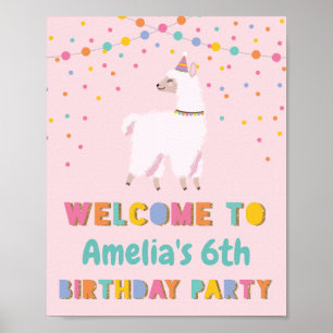 Affiche de bienvenue d'anniversaire de Llama