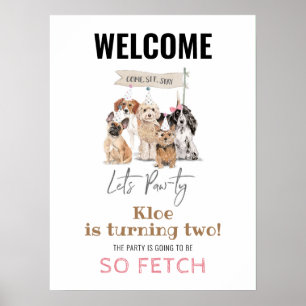 Affiche de bienvenue d'anniversaire de Pawty Puppy