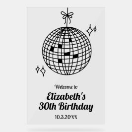Affiche de bienvenue d'anniversaire Disco Ball per