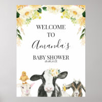 Affiche de bienvenue d'Baby shower d'animal de fer
