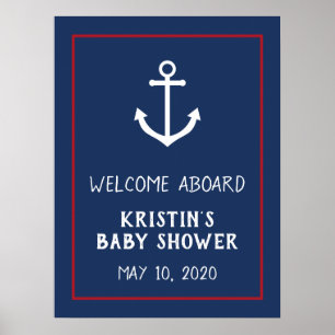 Affiche de bienvenue de Baby shower Ancre nautique
