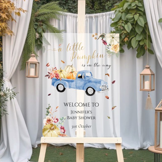 Affiche de bienvenue de Baby shower Citrouille acr (Créateur téléchargé)