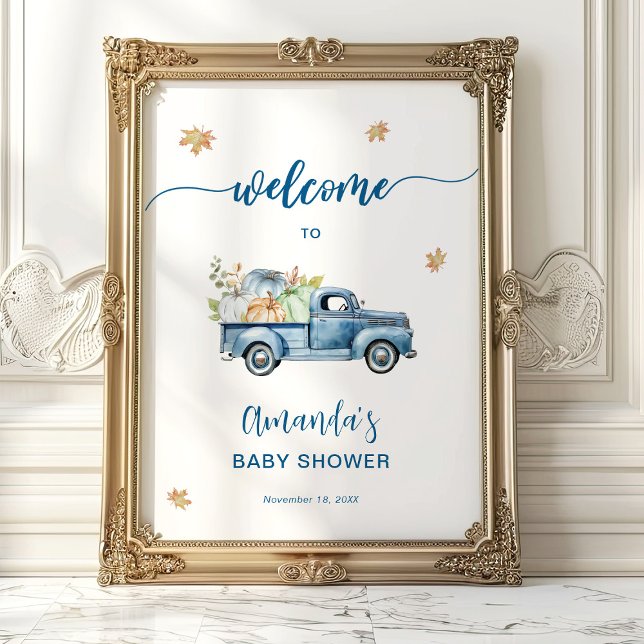 Affiche de bienvenue de Baby shower Citrouille Blu (Créateur téléchargé)