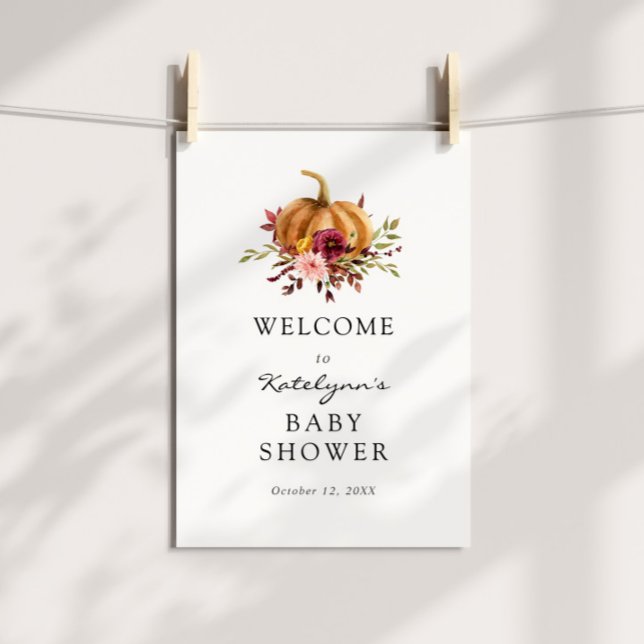 Affiche de bienvenue de Baby shower Citrouille d'a (Créateur téléchargé)