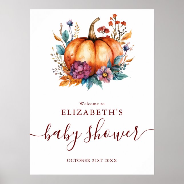 Affiche de bienvenue de Baby shower Citrouille de  (Devant)