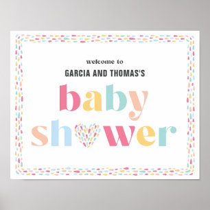 Affiche de bienvenue de Baby shower coloré Pastel 