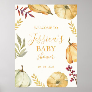 Affiche de bienvenue de Baby shower d'automne citr