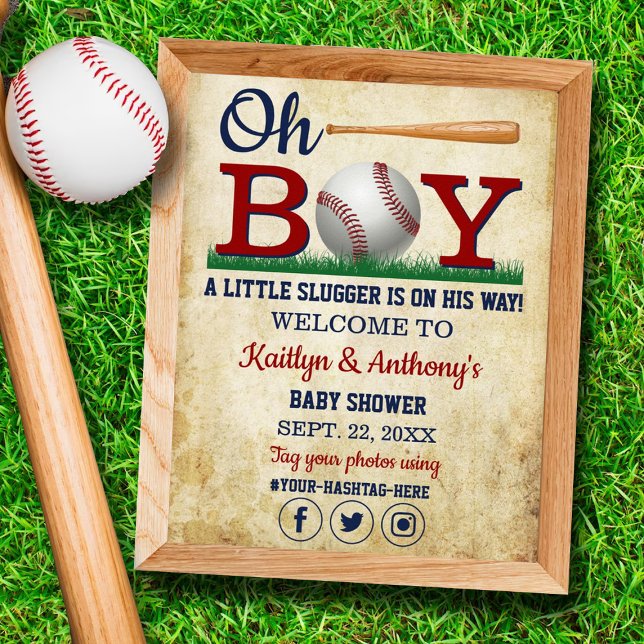 Affiche de bienvenue de Baby shower de baseball vi (Créateur téléchargé)