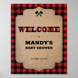 Affiche de bienvenue de Baby shower de bison de bû