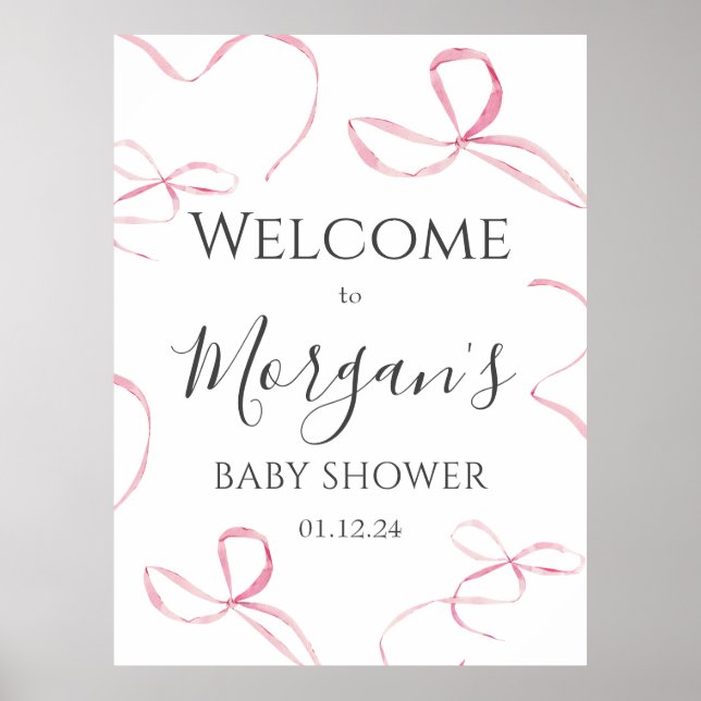 Affiche de bienvenue de Baby shower de cabot rose, (Devant)