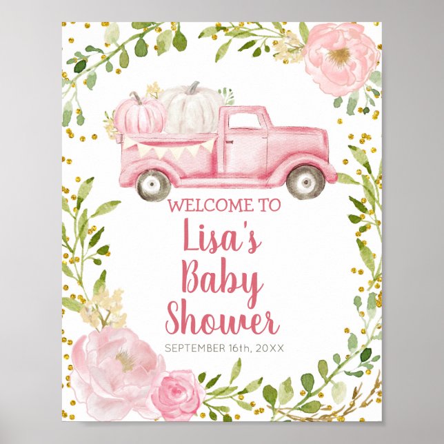 Affiche de bienvenue de Baby shower de camion Citr (Devant)