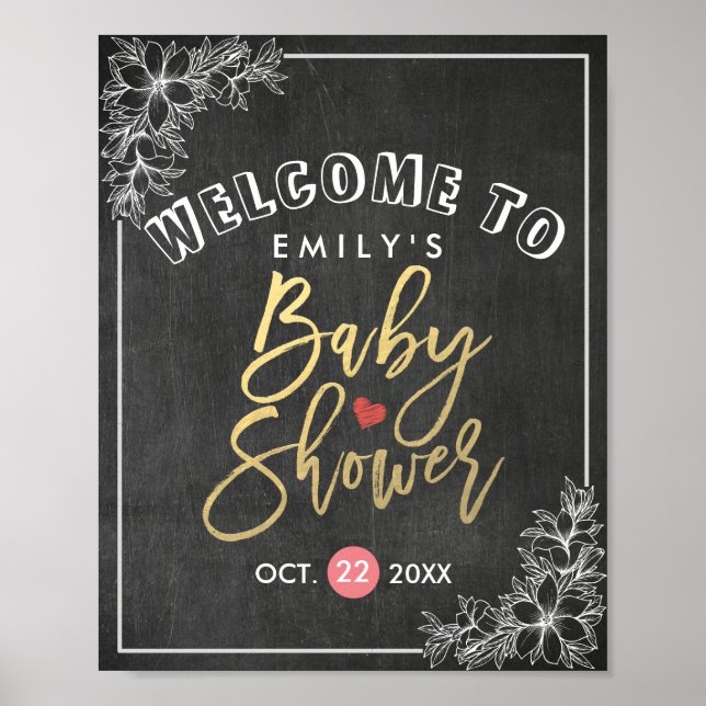 Affiche de bienvenue de Baby shower de charpente d (Devant)
