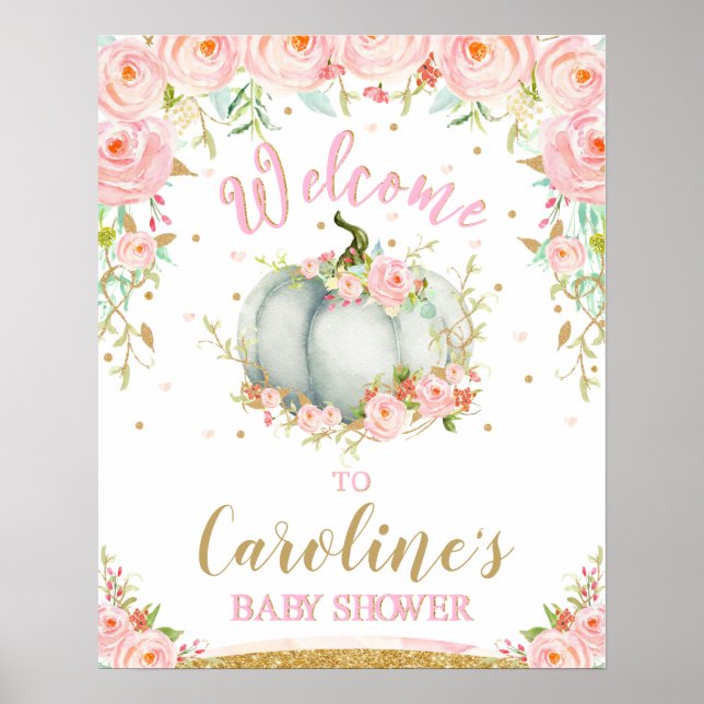 Affiche de bienvenue de Baby shower de Citrouille  (Devant)