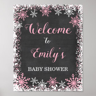 Affiche de bienvenue de Baby shower de Fille de Fl