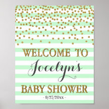 Affiche de bienvenue de Baby shower de fille en or