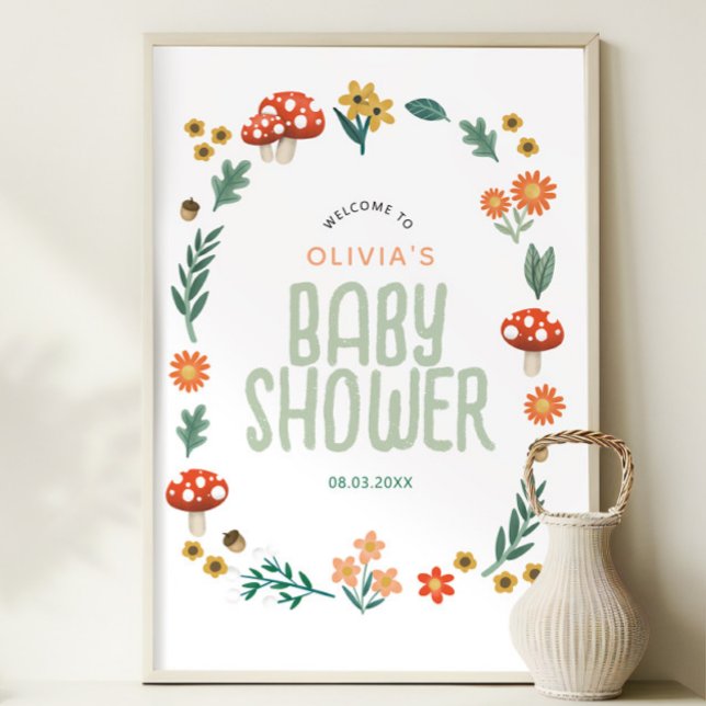 Affiche de bienvenue de Baby shower de forêt rusti (Créateur téléchargé)