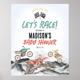 Affiche de bienvenue de Baby shower de moto-jupe p