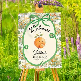 Affiche de bienvenue de Baby shower de Toile orang