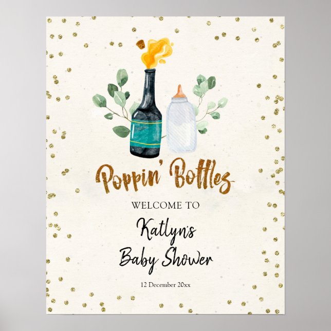 Affiche de bienvenue de Baby shower des Bouteilles (Devant)