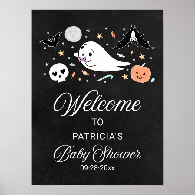 Affiche de bienvenue de Baby shower d'Halloween Gh (Devant)